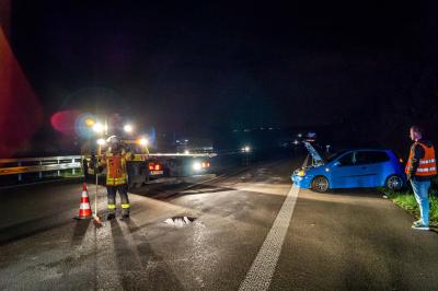 BAB 81 / Mundelsheim: PKW steht nach Verkehrsunfall quer auf der Autobahn